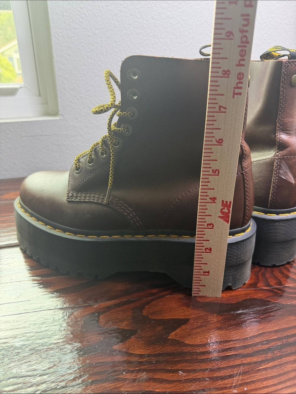 Dr. Martens Brown Burgundy 1460 Pascal Max with Yellow Laces Size W9 - Picture 13 of 13